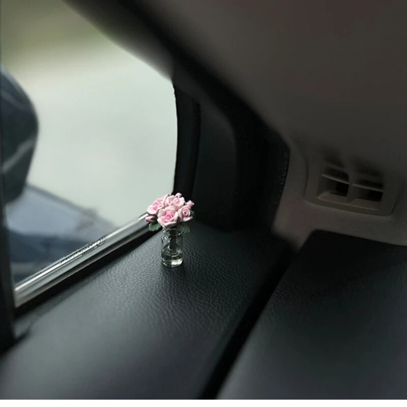 Skaistas rozes auto viduskonsoles logu ornaments mini izārstēt auto aksesuāri dāmu auto personība skaisti interjera rotājumi