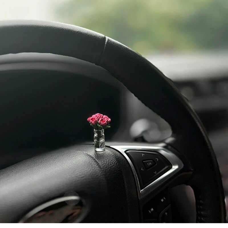 Skaistas rozes auto viduskonsoles logu ornaments mini izārstēt auto aksesuāri dāmu auto personība skaisti interjera rotājumi