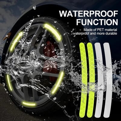 Reflektirajuća naljepnica za obruč automobilske gume Traka upozorenja za noćnu sigurnost Motocikl Bicikl Auto Wheel Hub Reflektorske naljepnice Naljepnice 20 kom.