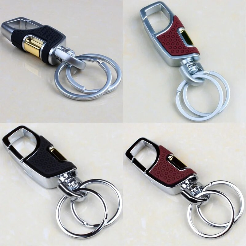 Vienkāršs dubultā slēdža atslēgu piekariņš metāla 360 grādos pagriežams atslēgu turētājs gredzeni sprādze Mode vīriešu luksusa automašīnu atslēgu piekariņi