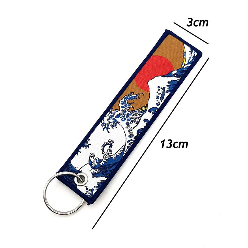 JDM auto auduma atslēgu piekariņš atslēgu piekariņš Hokaido viļņi Key Tag Kanagawa sērfošana izšūta atslēgu piekariņš vīrietis automobiļu aksesuāri