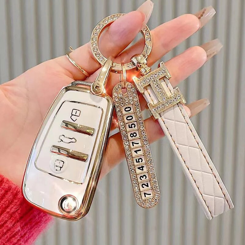 Μπρελόκ αυτοκινήτου πολυτελές Δερμάτινο καρό Μπρελόκ muticolor Γυναικείες Ανδρικές μαύρες πόρπες Θήκη αλυσίδας μπρελόκ αυτοκινήτου Δώρο κοσμήματος