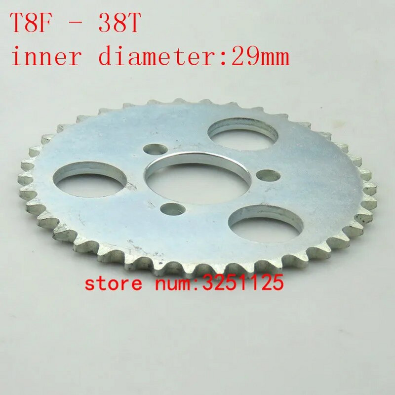 Ezüst T8F 38T fogas 29mm hátsó lánc lánckerék 43cc 49cc Minimoto moped robogókhoz 2 ütemű motor zsebkerékpár mini ATV Quad