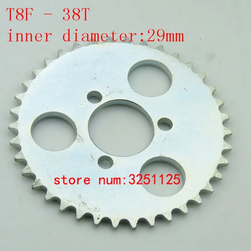 Ezüst T8F 38T fogas 29mm hátsó lánc lánckerék 43cc 49cc Minimoto moped robogókhoz 2 ütemű motor zsebkerékpár mini ATV Quad