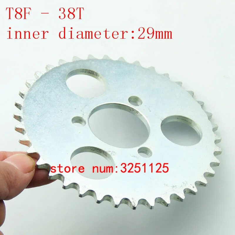 Ezüst T8F 38T fogas 29mm hátsó lánc lánckerék 43cc 49cc Minimoto moped robogókhoz 2 ütemű motor zsebkerékpár mini ATV Quad