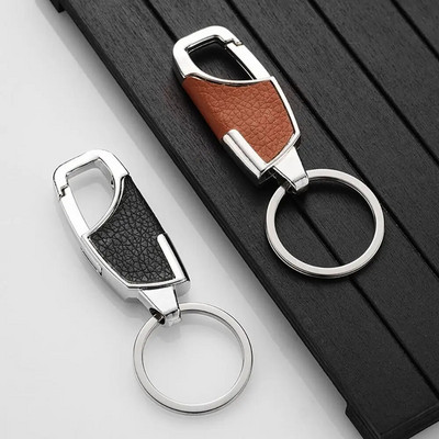 Luxury Leather Men Keychains Creative DIY Keyring Holder Durable Metal Car Remote Key Chain for Men Gift Auto Accessories