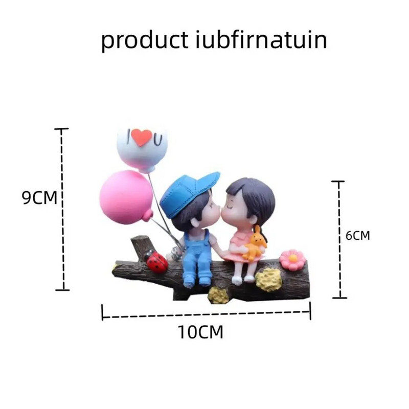 Anime automobiļu interjera dekorēšana Jauki skūpstoties pārim, darbības figūriņai balonam, auto paneļa apdarei automašīnas interjera aksesuāri