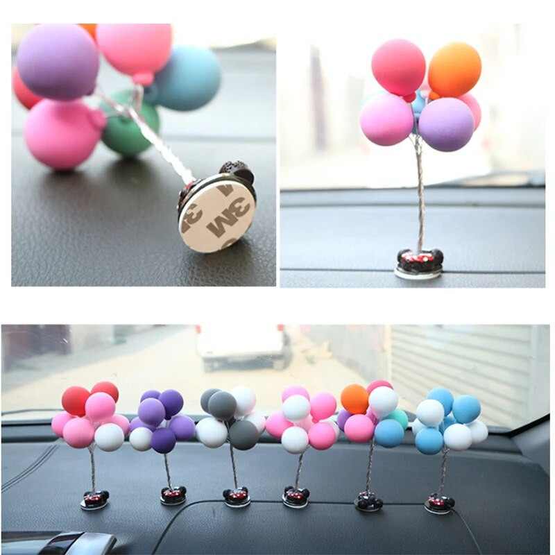 Krāsaini baloni Automašīnu rotājumi Jauki mini multfilmu auto radoši rotājumi Dekorācijas Auto piederumi meitenēm Informācijas panelis