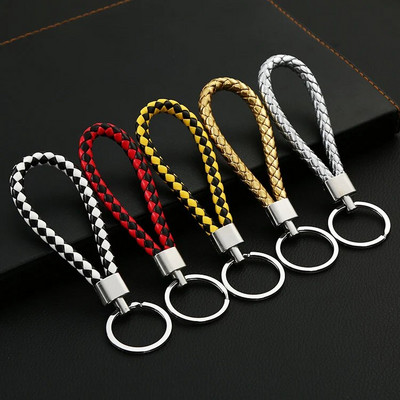 1PC PU Leather Braided Woven Rope Keychain DIY Bag Pendant Key Chain Holder Key Car Trinket Keyring For Men Women Gift Jewelry