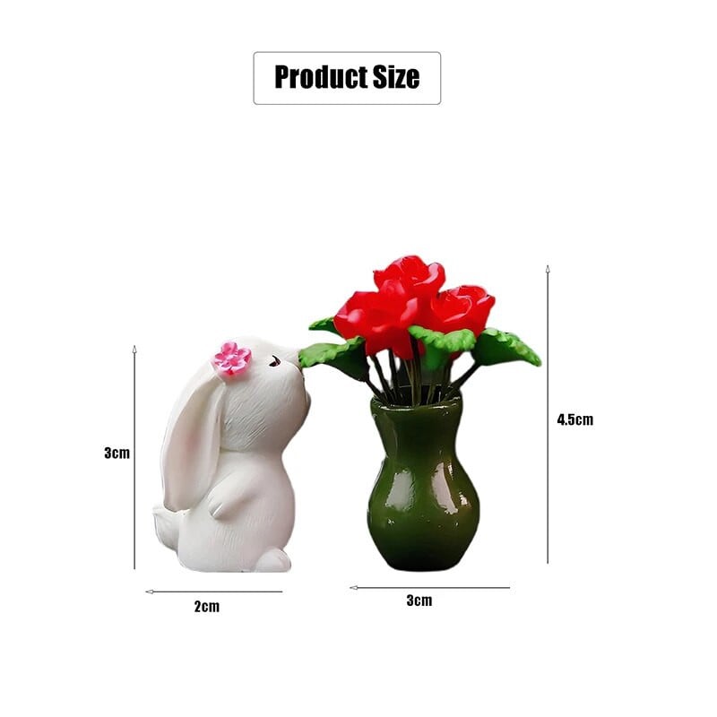 Χαριτωμένη διακόσμηση αυτοκινήτου Anime Bunny Smell Roses Action Figure Auto Κεντρική κονσόλα Στολίδια για γυναίκες Δώρα Αξεσουάρ αυτοκινήτου