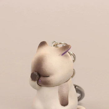 Сладък анимационен котешки ключодържатели Chubby Kitten Ключодържател Дрънкулка Чанта Орнамент Животно Котка Висулка Ключодържател Портмоне Чанта Аксесоари Направи си сам G