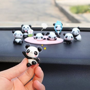 6/8Pcs Cute Mini Giant Panda Διακοσμητικά ταμπλό αυτοκινήτου Διακόσμηση οθόνης πλοηγού αυτοκινήτου Κούκλα Αξεσουάρ εσωτερικού αυτοκινήτου Αυτοκίνητο παιχνίδι δώρο κορίτσι
