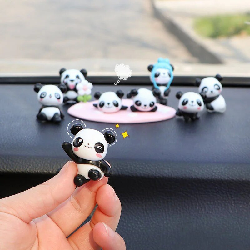 6/8Gb Cute Mini Giant Panda Auto paneļa rotājumi Automašīnas navigatora ekrāna apdare Lelle Auto Salona Aksesuāri Rotaļlieta Dāvana Meitene
