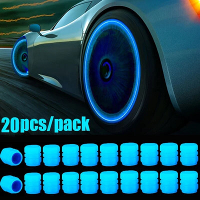 1-20 DB világító autógumi szelepsapka fluoreszkáló éjszakai izzó dekor motorkerékpár kerék fúvóka porálló gumiabroncs szelepszár sapka