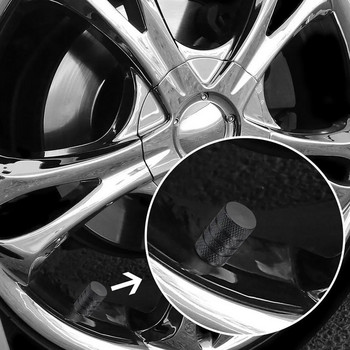 DSYCAR 4Pcs Ασημένιο καπάκι βαλβίδας ελαστικών αυτοκινήτου Καπάκι βαλβίδας ελαστικού Knurling στυλ Καπάκι βαλβίδας αέρα ελαστικού τροχού αλουμινίου για US Schrader