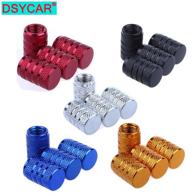 DSYCAR 4Pcs Srebrna kapica ventila za automobilsku gumu Narebreni stil Poklopac ventila za gumu Aluminijska kapica ventila za ventil za osovinu kotača za US Schrader