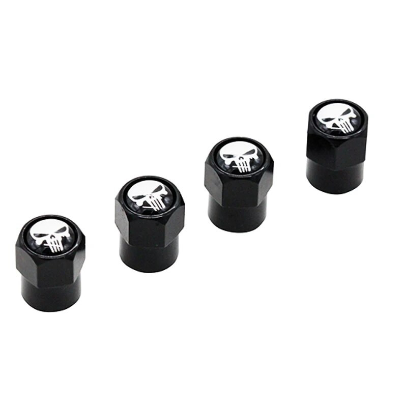 HAUSNN Punisher balts/sarkans galvaskausa logotips Vārstu vāciņi Automašīnu riteņu riepas Piederumi Kāti Pārsegi Auto Styling For Ford Toyota Audi VW