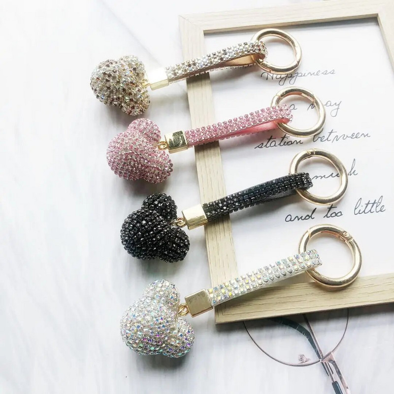 Fancy&Fantasy Υψηλής ποιότητας Strass Rhinestone Bear Animal Μπρελόκ Δερμάτινο λουράκι αυτοκινήτου Κρεμαστό τσάντα μπρελόκ Llaveros Para Mujer