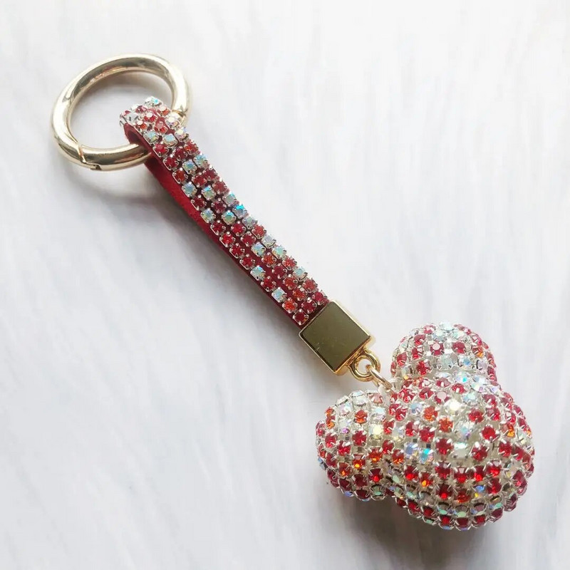 Fancy&Fantasy Υψηλής ποιότητας Strass Rhinestone Bear Animal Μπρελόκ Δερμάτινο λουράκι αυτοκινήτου Κρεμαστό τσάντα μπρελόκ Llaveros Para Mujer