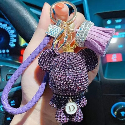 Új strasszos medve kulcstartó masni levél Medve medál kulcstartó gyűrűtartó táska Llaveros Mujer Ékszer kiegészítők Ajándék