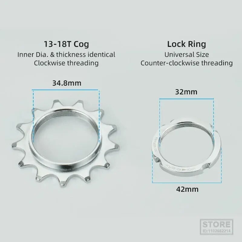 Deemount 13T/14T/15T/16T/17T/18T Σταθερά γρανάζια τροχού ποδηλάτου μίας ταχύτητας Γρανάζια & κλείδωμα για Fixie Track Bike Hub