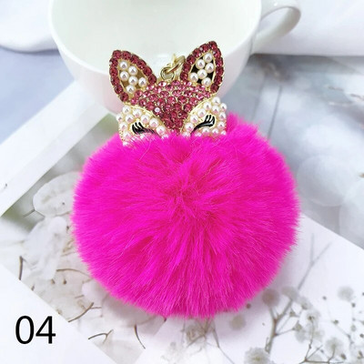 Armsad Mini Fox ripatsiga võtmehoidjad naistele Tüdrukutele Kohevad karusnahast võtmehoidja ketid Pompom Ball Rhinestone`i auto võtmehoidja hoidja võlukott