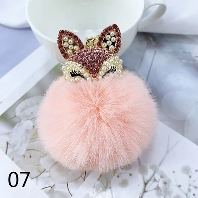 Armsad Mini Fox ripatsiga võtmehoidjad naistele Tüdrukutele Kohevad karusnahast võtmehoidja ketid Pompom Ball Rhinestone`i auto võtmehoidja hoidja võlukott