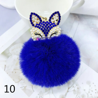 Armsad Mini Fox ripatsiga võtmehoidjad naistele Tüdrukutele Kohevad karusnahast võtmehoidja ketid Pompom Ball Rhinestone`i auto võtmehoidja hoidja võlukott