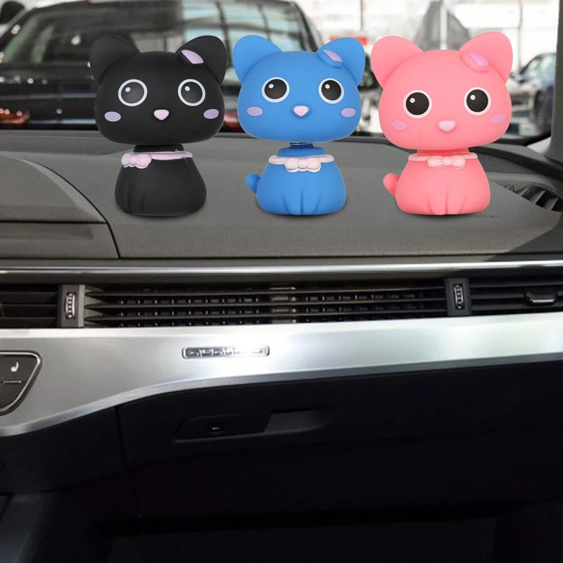 1PC Mačja glava PVC Slatke figure koje se tresu Ured za automobil Ukrasi za dom Lutke Ukrasi iz crtića Dodaci za interijer automobila Ukras za automobil