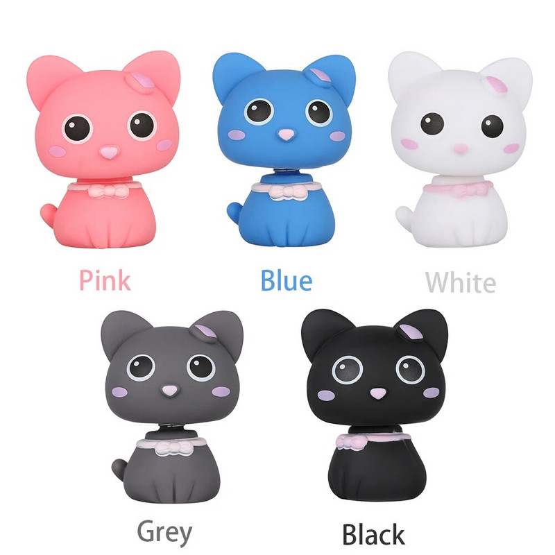1PC Mačja glava PVC Slatke figure koje se tresu Ured za automobil Ukrasi za dom Lutke Ukrasi iz crtića Dodaci za interijer automobila Ukras za automobil