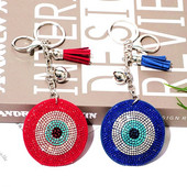 Turkey Eyes ezüstözött szív kulcstartó bőr bojttartók fém kristály kulcstartók bájtáska autó llaveros para mujer