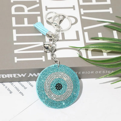 Turkey Eyes ezüstözött szív kulcstartó bőr bojttartók fém kristály kulcstartók bájtáska autó llaveros para mujer