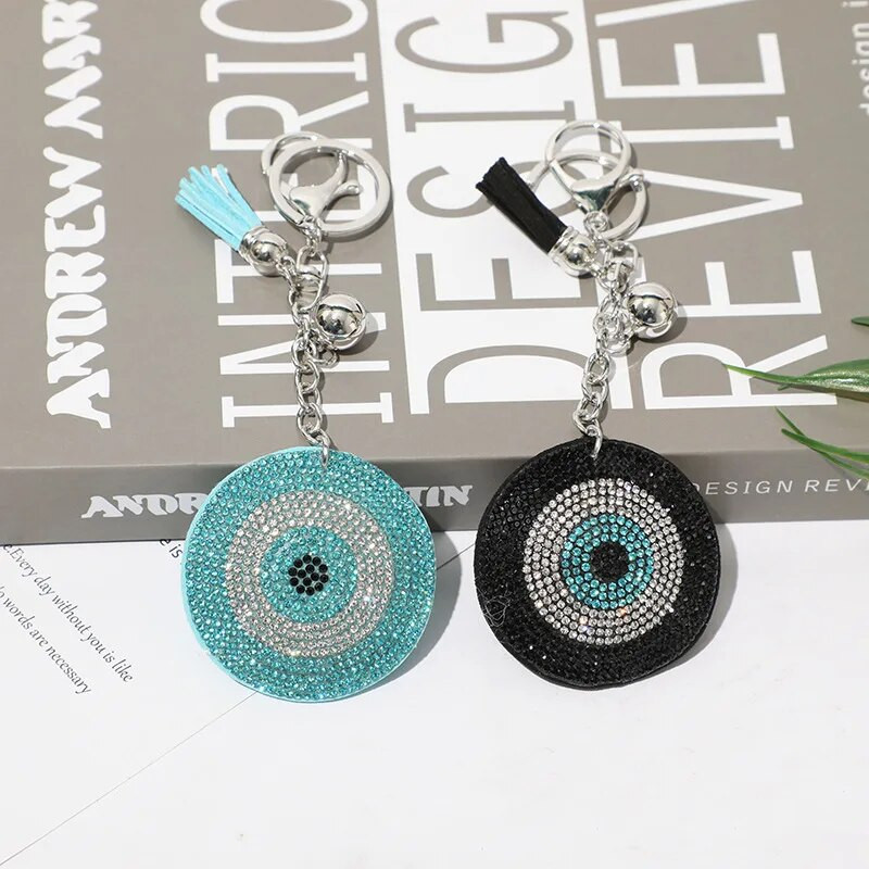 Turkey Eyes ezüstözött szív kulcstartó bőr bojttartók fém kristály kulcstartók bájtáska autó llaveros para mujer