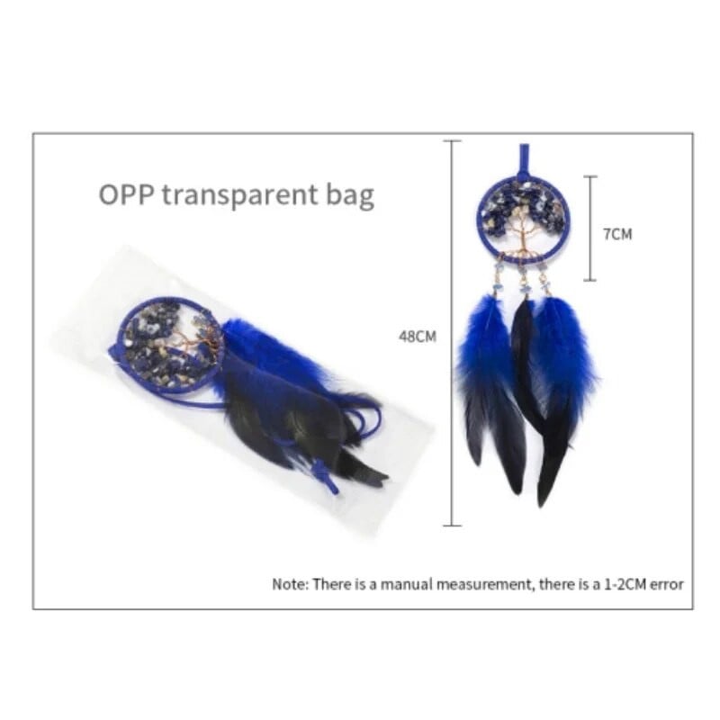 Autódíszek Kék Toll Kristály Női Álomfogó Barna Medál Kis Hagyományos Bohém Autós Medál Autós Otthonra