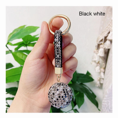 Elegantne kristallist ümmarguse kuuliga võtmehoidja täis kivist nahast strassist kaelapael, kott, ripats, auto võtmehoidja hoidja ehe kingitus