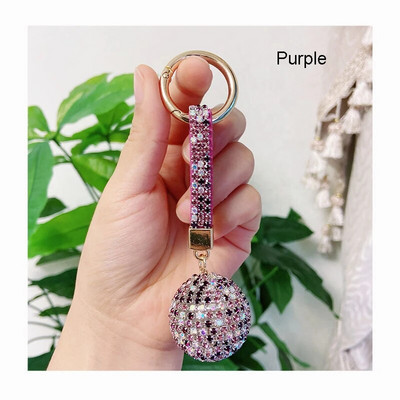 Elegantne kristallist ümmarguse kuuliga võtmehoidja täis kivist nahast strassist kaelapael, kott, ripats, auto võtmehoidja hoidja ehe kingitus