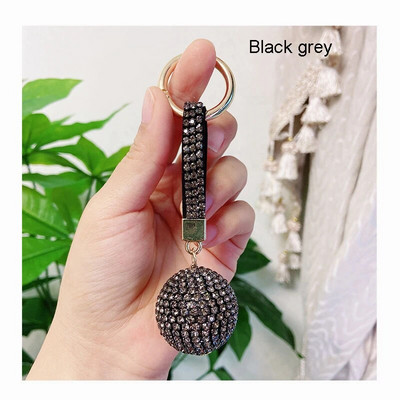 Elegantne kristallist ümmarguse kuuliga võtmehoidja täis kivist nahast strassist kaelapael, kott, ripats, auto võtmehoidja hoidja ehe kingitus