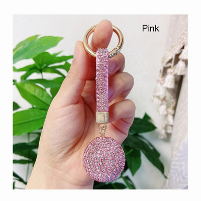 Elegantne kristallist ümmarguse kuuliga võtmehoidja täis kivist nahast strassist kaelapael, kott, ripats, auto võtmehoidja hoidja ehe kingitus