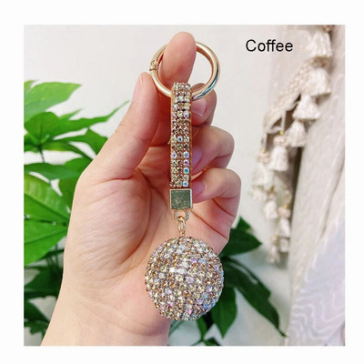 Elegantne kristallist ümmarguse kuuliga võtmehoidja täis kivist nahast strassist kaelapael, kott, ripats, auto võtmehoidja hoidja ehe kingitus