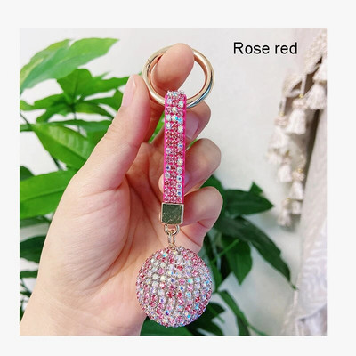 Elegantne kristallist ümmarguse kuuliga võtmehoidja täis kivist nahast strassist kaelapael, kott, ripats, auto võtmehoidja hoidja ehe kingitus