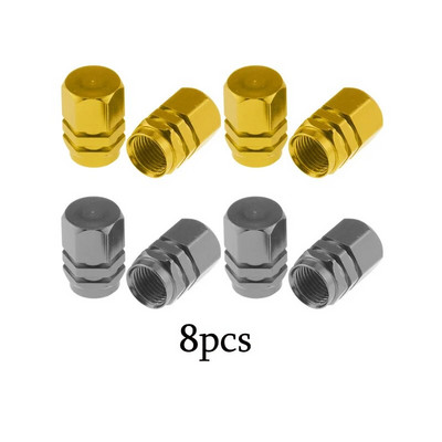 4-16 gab. Sudraba krāsas automašīnu riepu vārsta kātu vāciņš, riepas stila riepas vārsta vāciņš Alumīnija riepas riteņa kāta gaisa vārsta vāciņš ASV Schrader