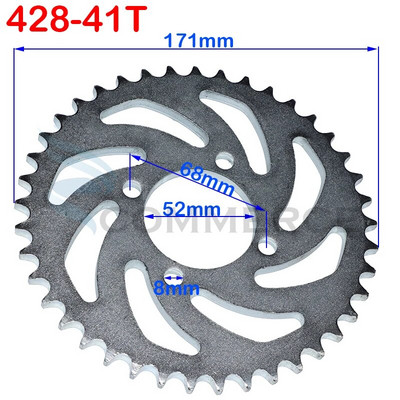 420/428 Ķēdes 31T/37T/41T/48T 52mm Zobrati Aizmugurējais Aizmugurējais Zobrats Zobrati piemērots motociklam ATV kvadraciklam Dirt Pit Bike mopēdu aksesuāri