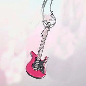 Гръндж, розова китара, висулка, колие, чар, готически бижута, вериги, звезда, колие за жени Y2K аксесоари, корейска мода