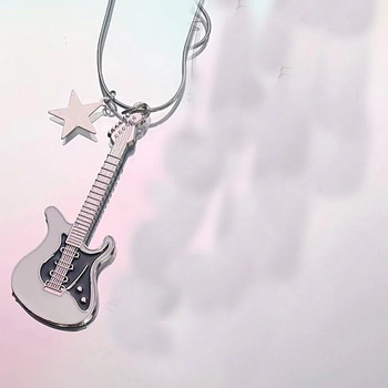 Grunge ροζ κιθάρα με κρεμαστό κολιέ Charm Goth Αλυσίδες κοσμημάτων Star κολιέ για γυναίκες Αξεσουάρ Y2K Κορεατική μόδα