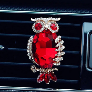 Κλιπ αρώματος εξαερισμού αυτοκινήτου Creative Diamonds Owl Ornaments Διακόσμηση Auto εσωτερικού αεραγωγού Σφιγκτήρας αρώματος Ροζ αξεσουάρ για γυναίκες