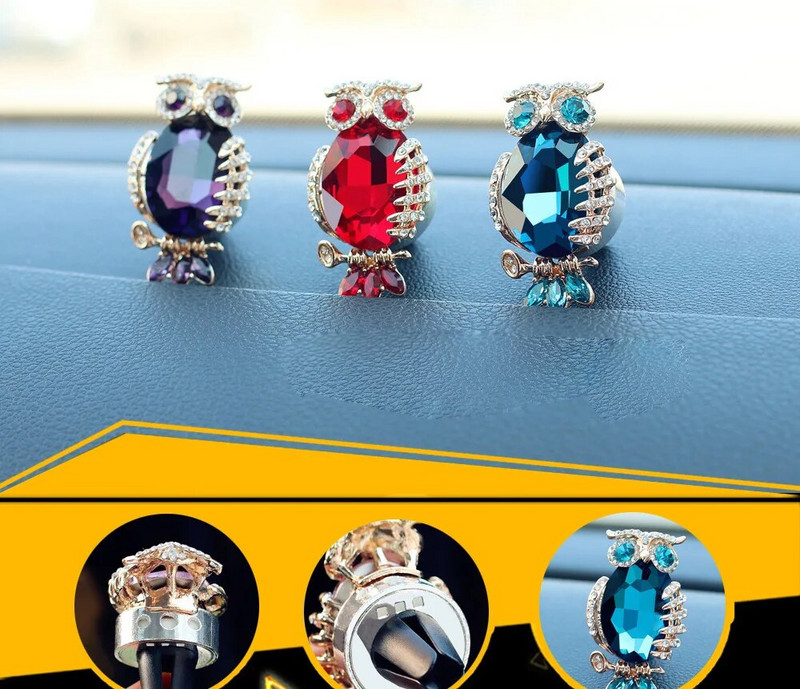 Κλιπ αρώματος εξαερισμού αυτοκινήτου Creative Diamonds Owl Ornaments Διακόσμηση Auto εσωτερικού αεραγωγού Σφιγκτήρας αρώματος Ροζ αξεσουάρ για γυναίκες