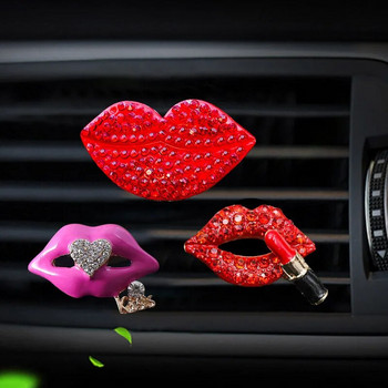 Άρωμα αυτοκινήτου Αποσμητικό αέρα Auto Decor Automobiles Diffuser Aroma Clip with Diamonds Solid Sexy Lip Print Lipstick Butterfly