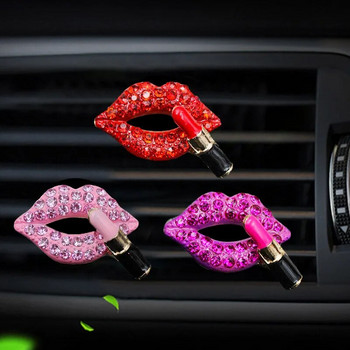 Аромат за кола Освежител за въздух Авто декор Автомобили Дифузер Ароматна скоба с диаманти Плътен секси отпечатък на устни Червило Пеперуда