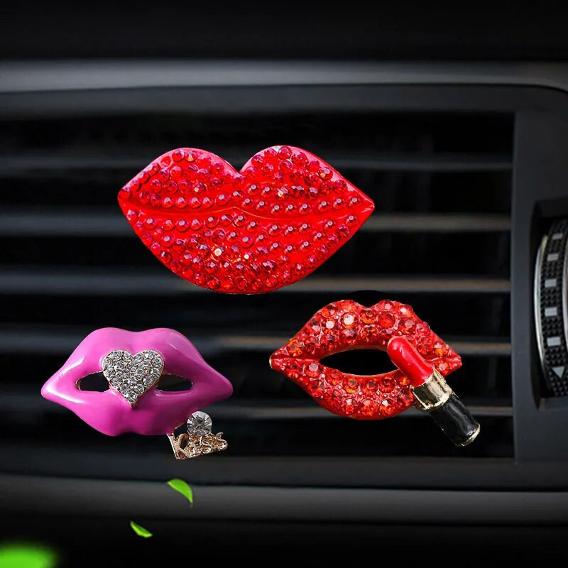 Autóillat Légfrissítő Auto Decor Automobiles Diffúzor aroma klip gyémántokkal Solid Sexy Lip Print Rúzs Pillangó