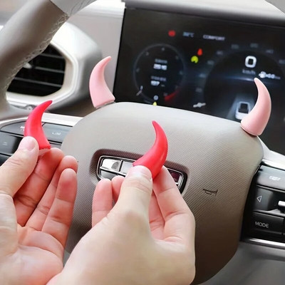 2 buc Mini Volan Diavol Colț Autocolant Decorativ Drăguț Creativ Planșa de bord Vehicul Ornament de ventilație